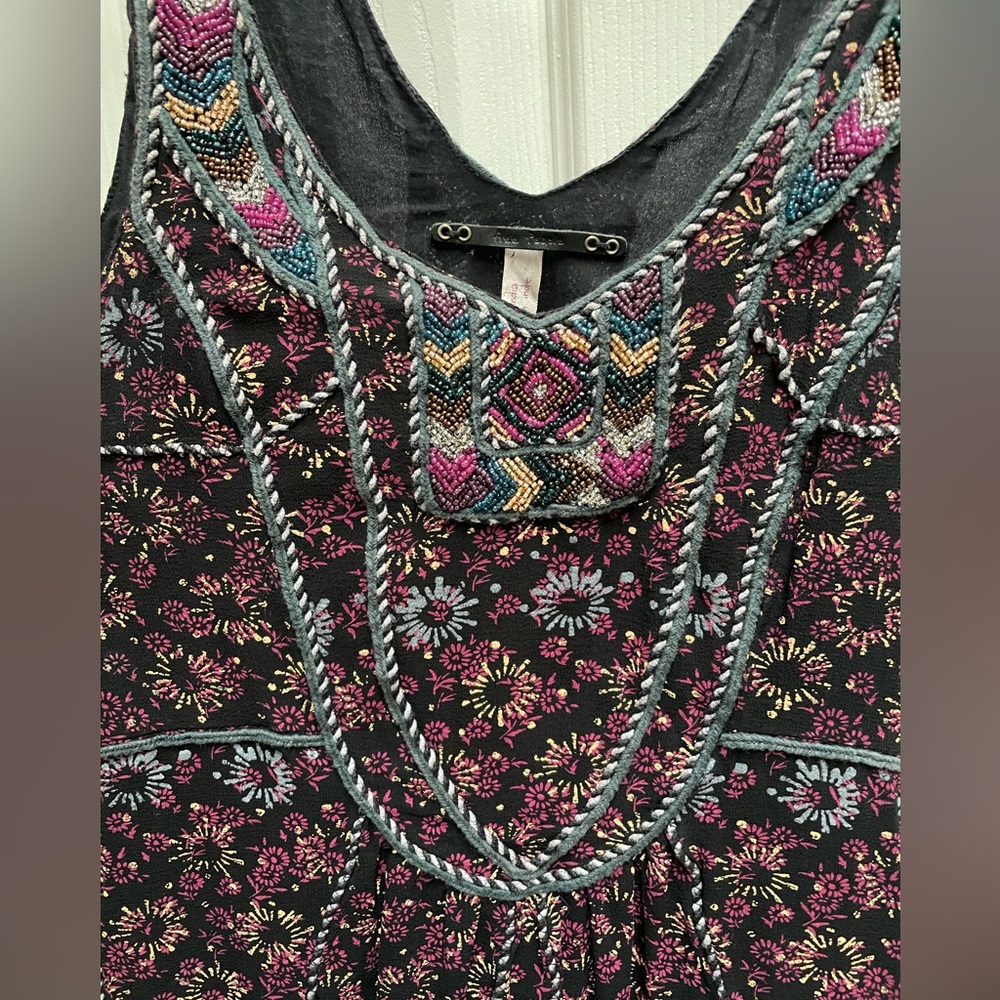 STUNNING! FREE PEOPLE BEADED SILK & COTTON TUNIC/MINI DRESS
